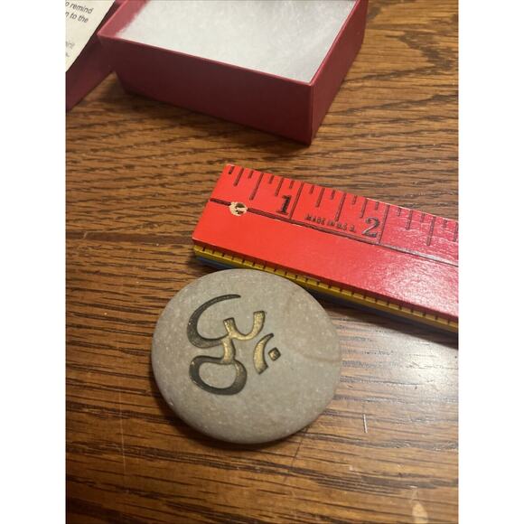 Spiritual Hand Sand Carved Painted OM Spirit Stone Universe Connection Rock - Picture 5 of 6